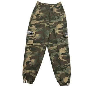 Adidas Originals Track Pants Green Camo Print Cargo Ripstop Joggers Women's XS